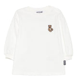 Moschino Kids Abito in Felpa Panna con Patch per Neonate