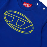 Diesel Kids Felpa Girocollo Bluette con Oval D per Neonati