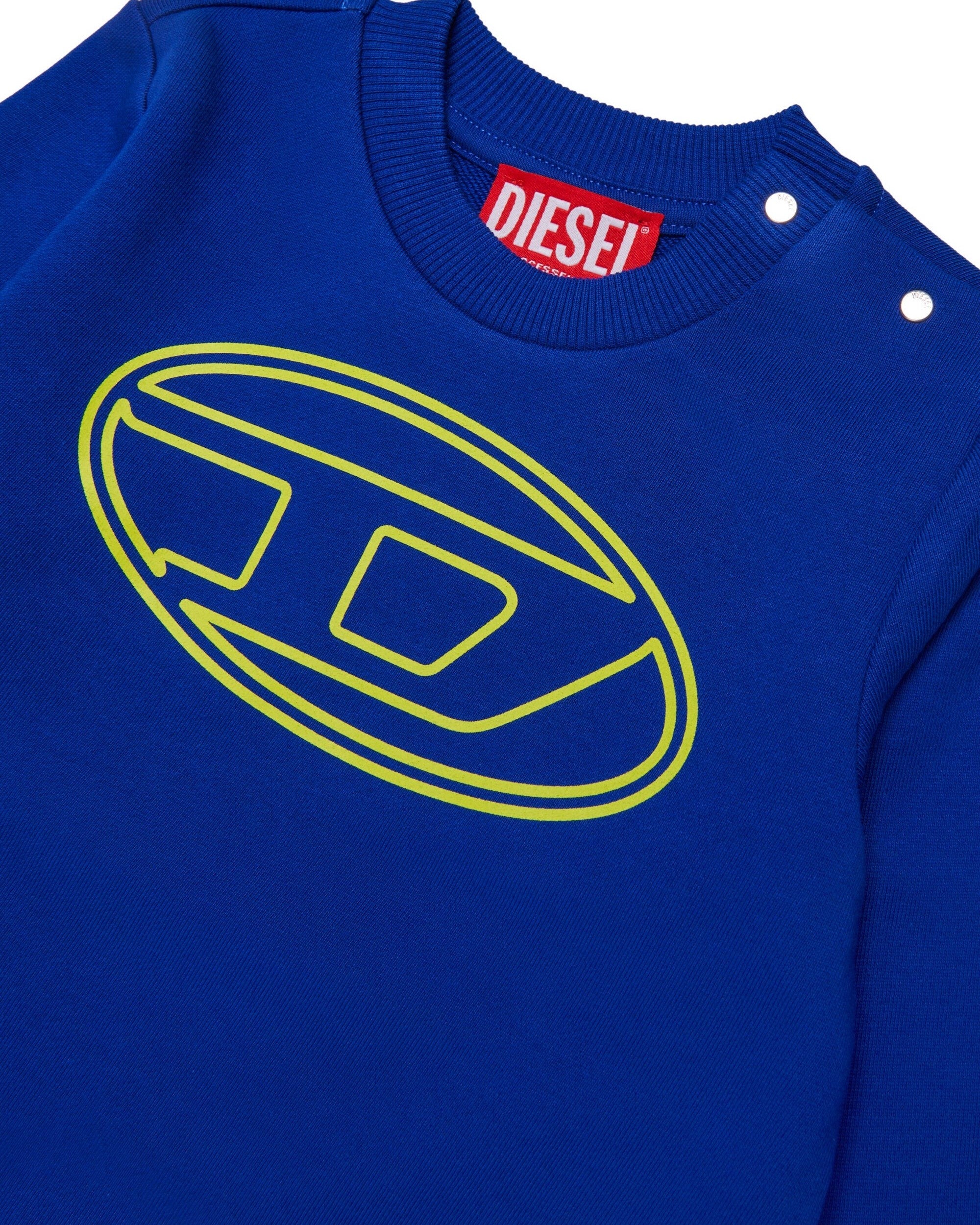 Diesel Kids Felpa Girocollo Bluette con Oval D per Neonati