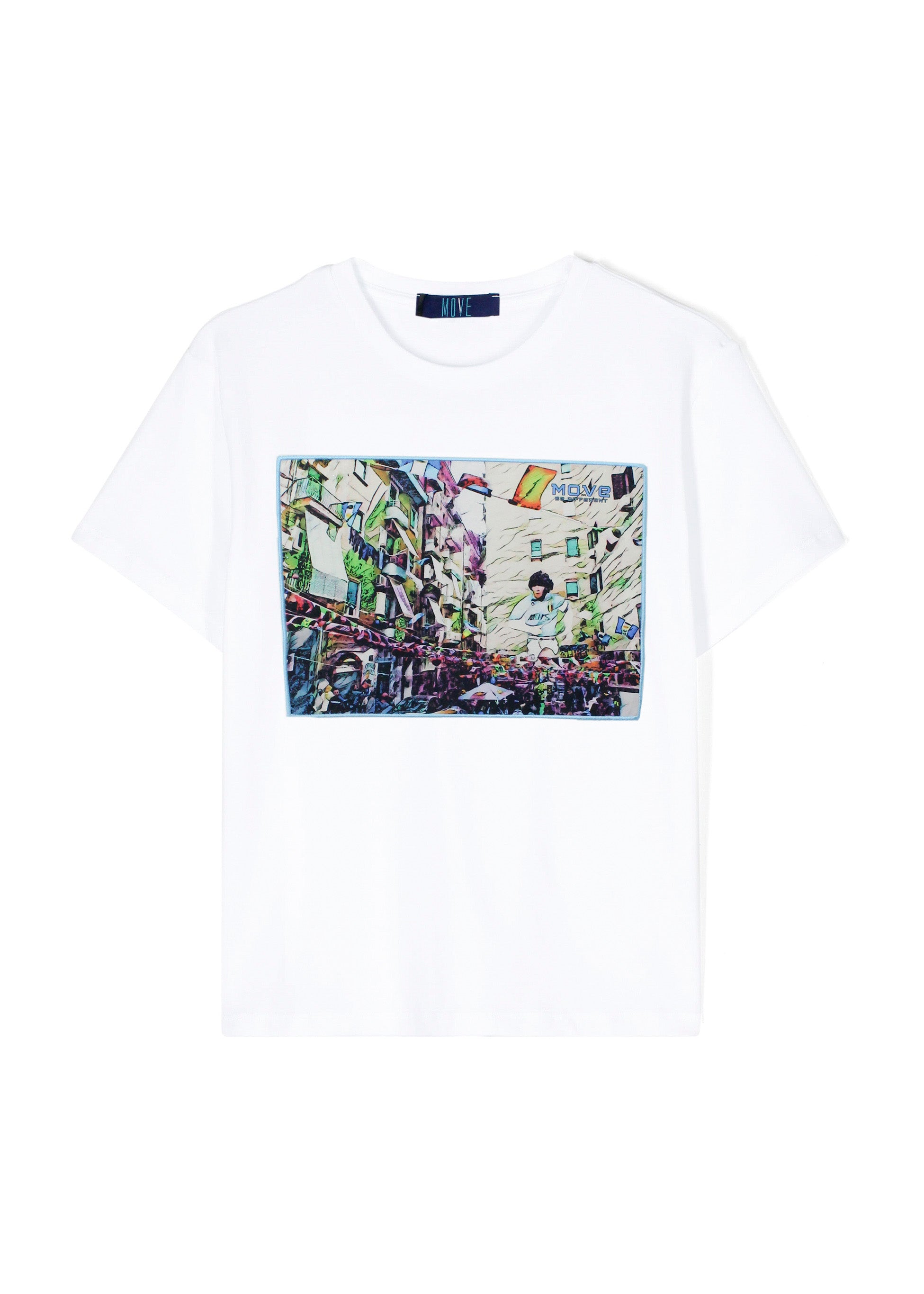 Move Kids T-shirt Bianca Quartieri per Bambini (fronte)