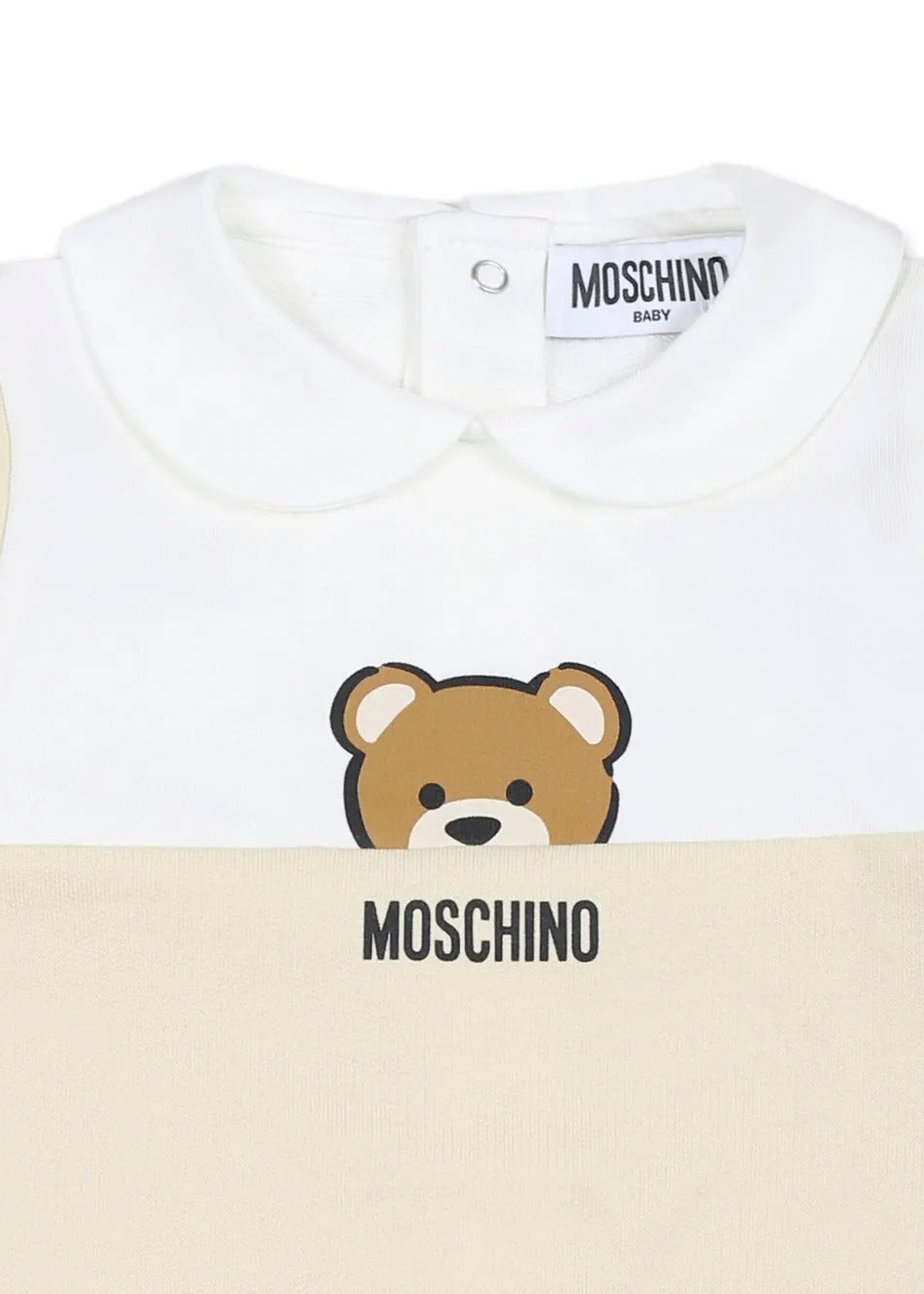 Moschino Kids Tutina Beige con Stampa per Neonati