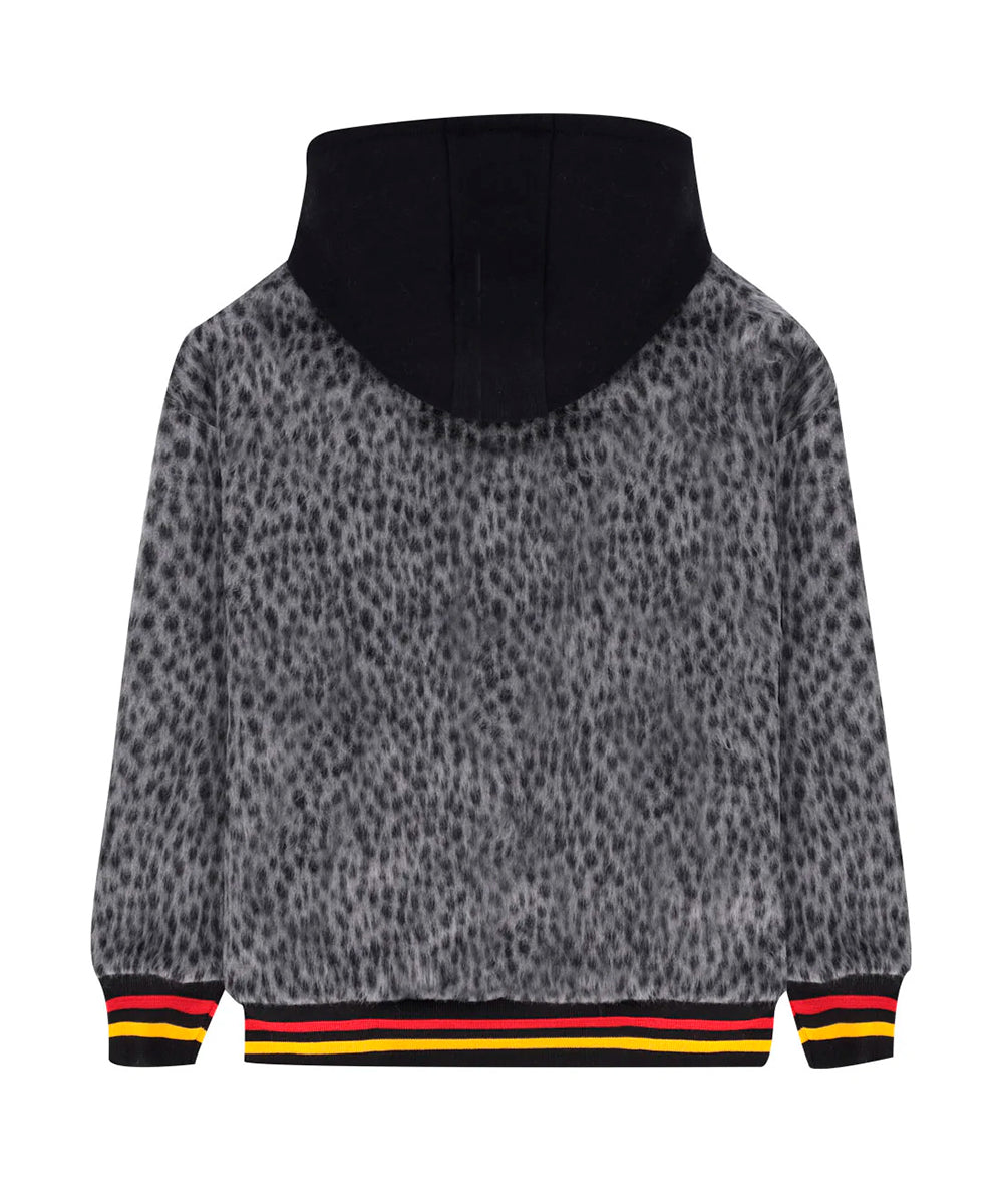 Barrow Kids Giacca Grigia Maculata con Cappuccio e Dettagli a Contrasto per Bambine