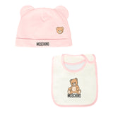 Moschino Kids Cappello con Bavetta Rosa con Logo per Neonate