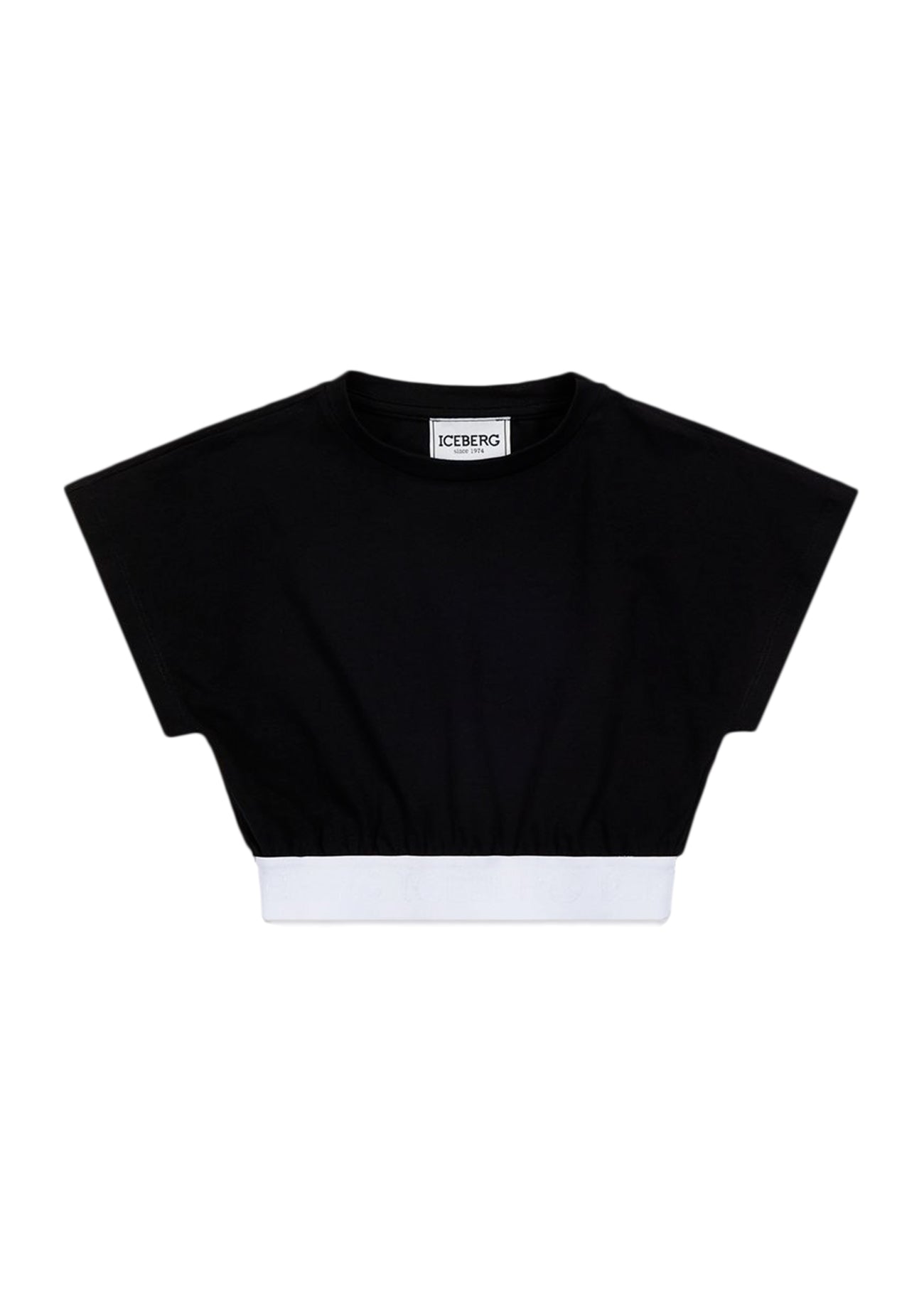 Iceberg Kids T-Shirt Nera Crop per bambine