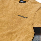 Dsquared2 Kids T-shirt Marrone con Maniche a Quadri per Bambini