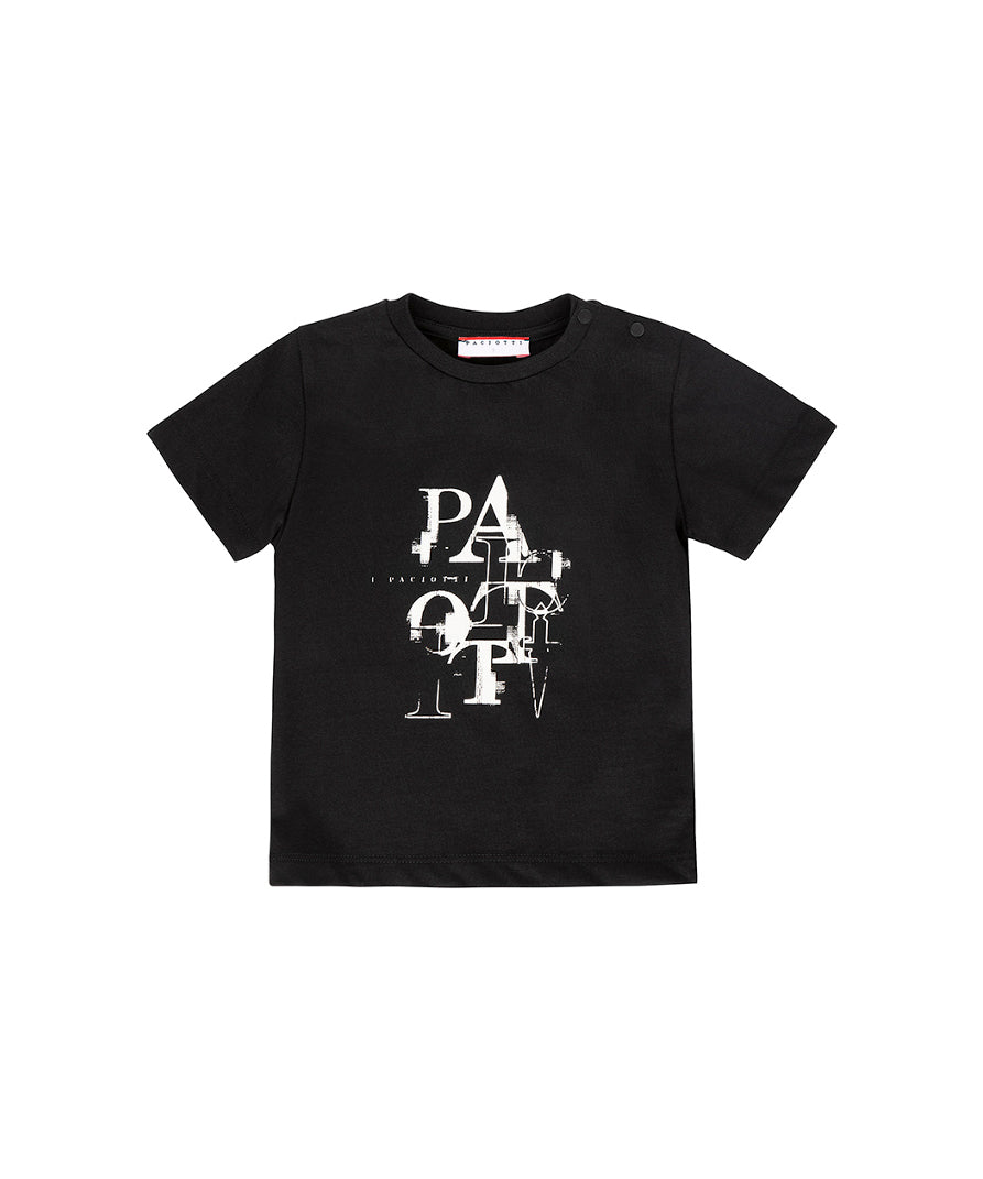 Cesare Paciotti T-shirt Nera con Stampa Logo per Neonati