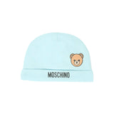 Moschino Kids Cappello Celeste con Logo per Neonati
