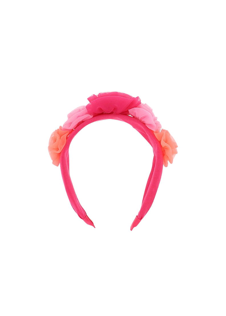 Angel's Face Cerchietto Fucsia con Tulle Rosie per Bambine