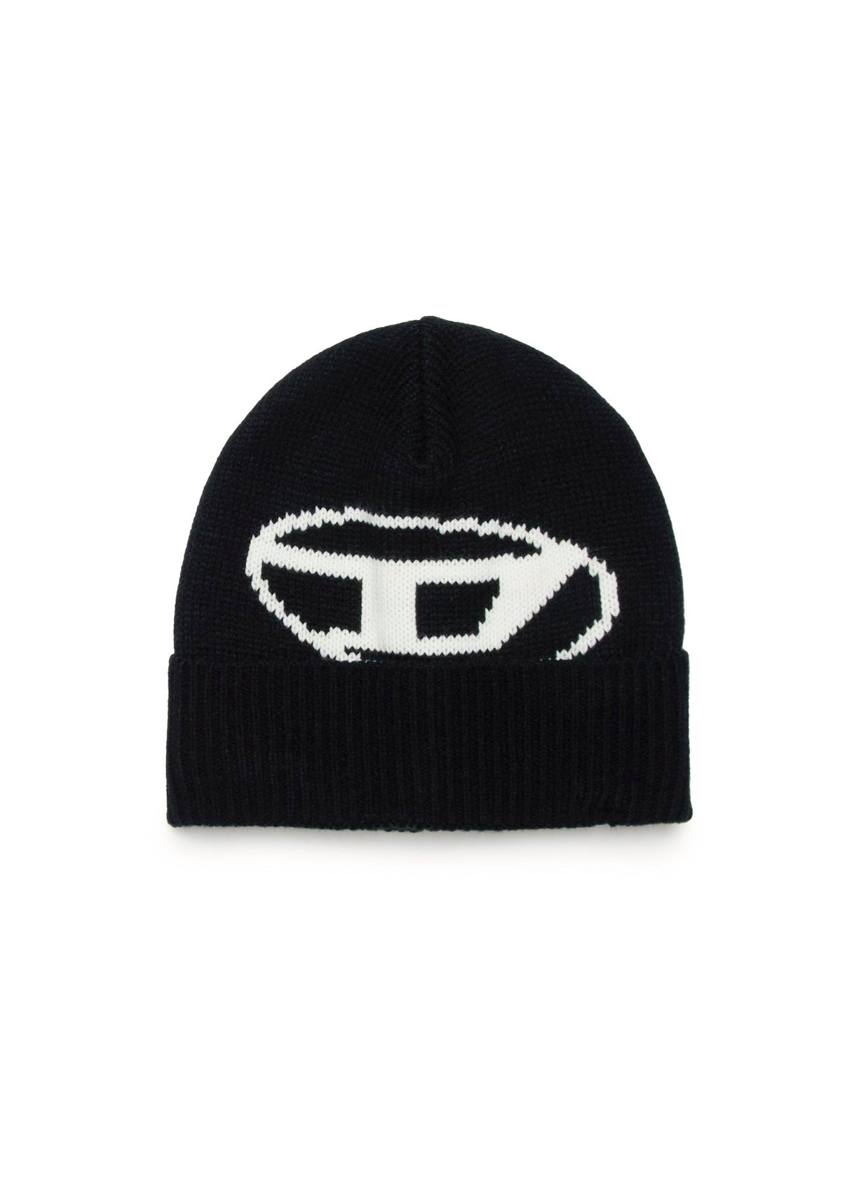 Diesel Kids Cappello Beanie Nero con Intarso Oval D