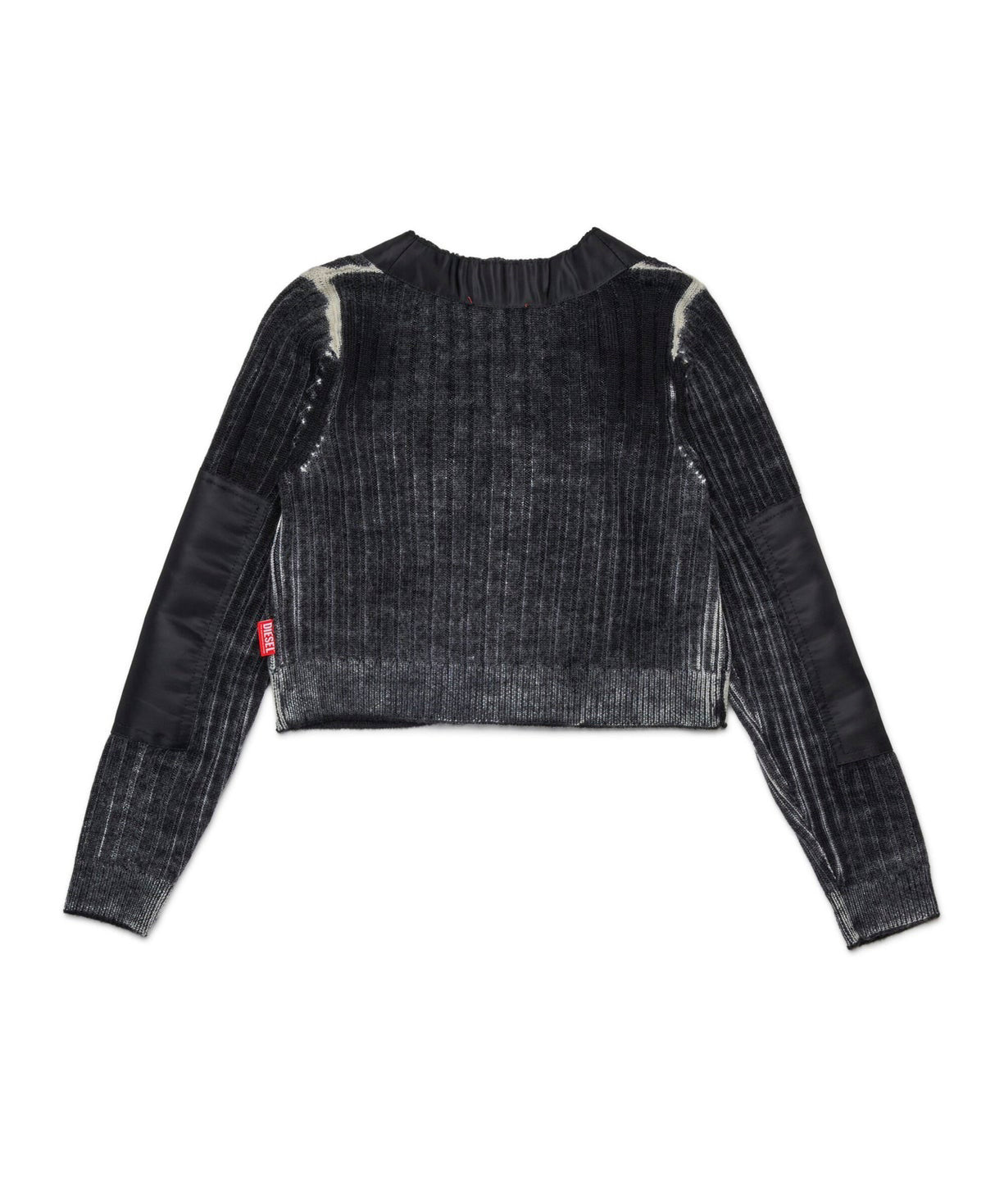 Diesel Kids Cardigan Crop a Costine Nero per Bambine