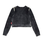 Diesel Kids Cardigan Crop a Costine Nero per Bambine