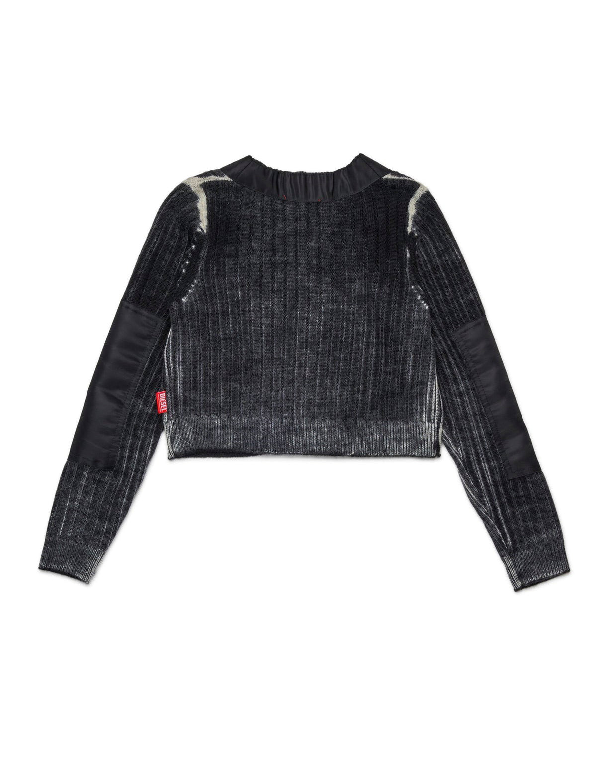 Diesel Kids Cardigan Crop a Costine Nero per Bambine