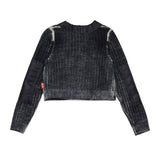Diesel Kids Cardigan Crop a Costine Nero per Bambine
