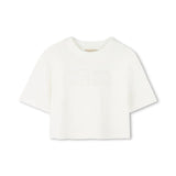 Michael Kors Kids T-shirt Crop Bianca con Logo per Bambine