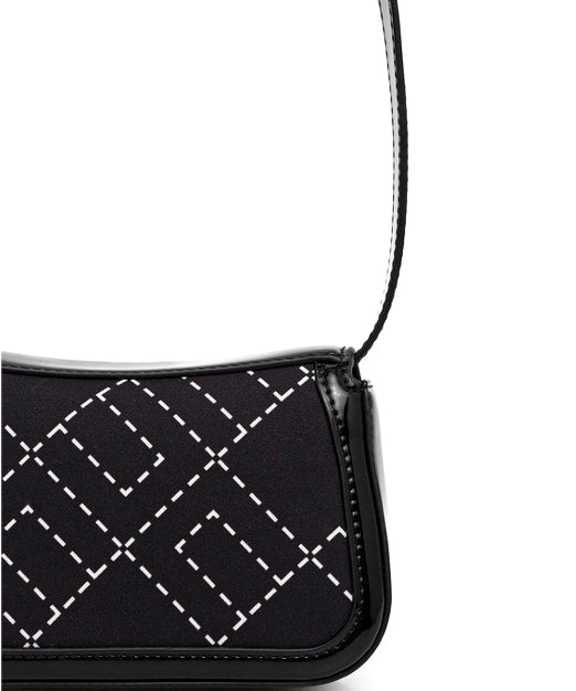 Elisabetta Franchi La Mia Bambina Borsa a Tracolla Nero con Logo Geometrica per Bambine