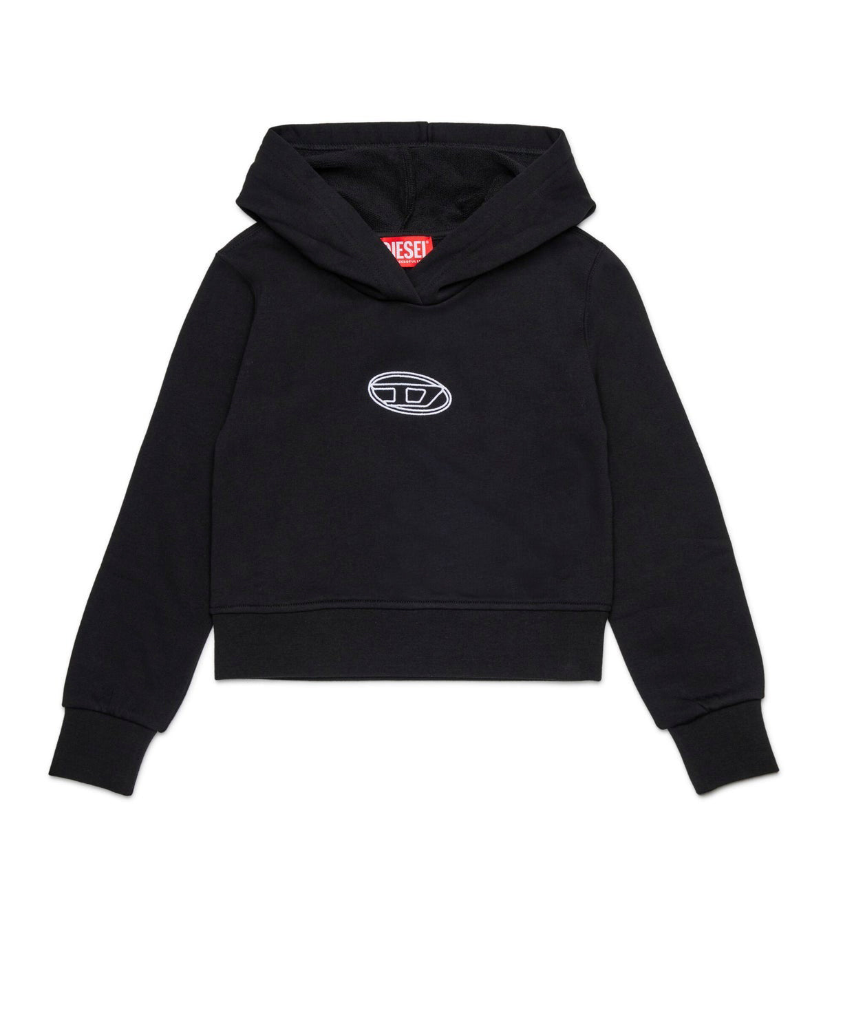 Diesel Kids Felpa con Cappuccio Nera Oval D per Bambine