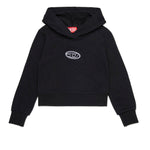 Diesel Kids Felpa con Cappuccio Nera Oval D per Bambine