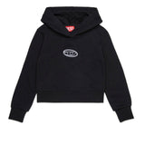 Diesel Kids Felpa con Cappuccio Nera Oval D per Bambine