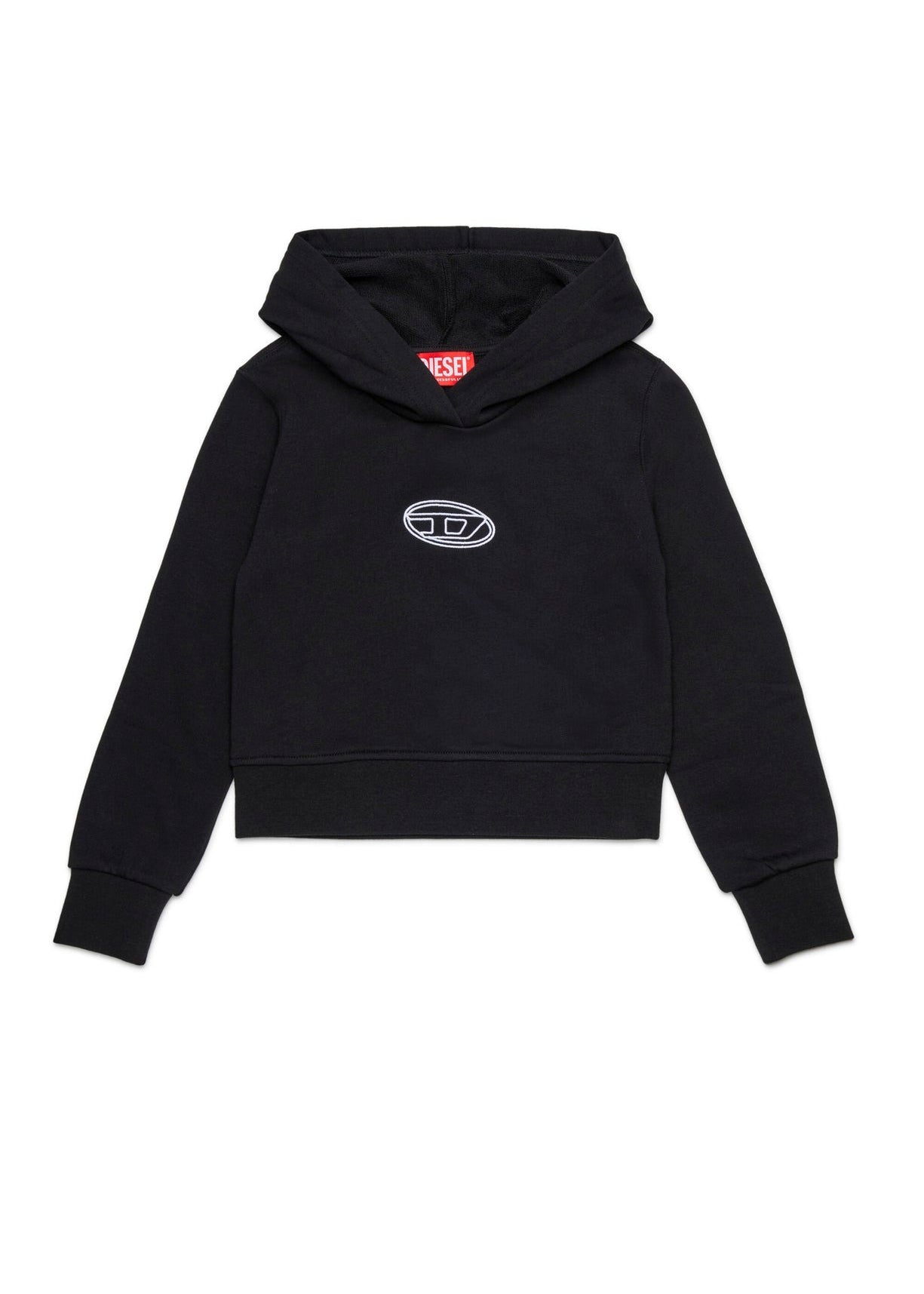 Diesel Kids Felpa con Cappuccio Nera Oval D per Bambine