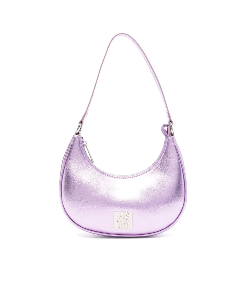 MSGM Kids Borsa a Spalla Rosa Effetto Metallizzato per Bambine
