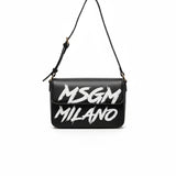 Msgm Kids Borsa con Tracolla Nera con Stampo Maxi Logo a Contrasto per Bambine