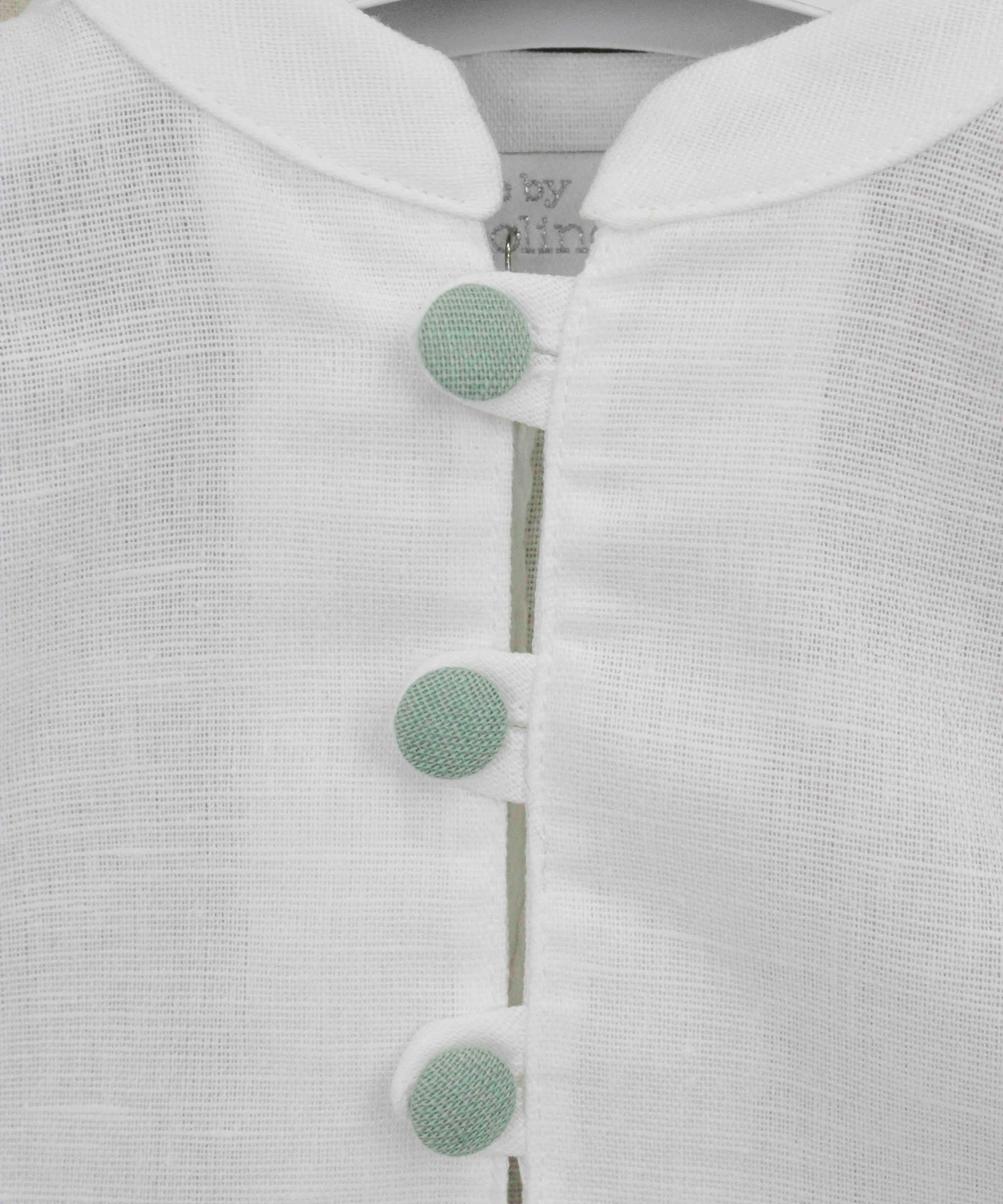 Deolinda Completo Bianco/Verde Acqua per Neonati (dettaglio)