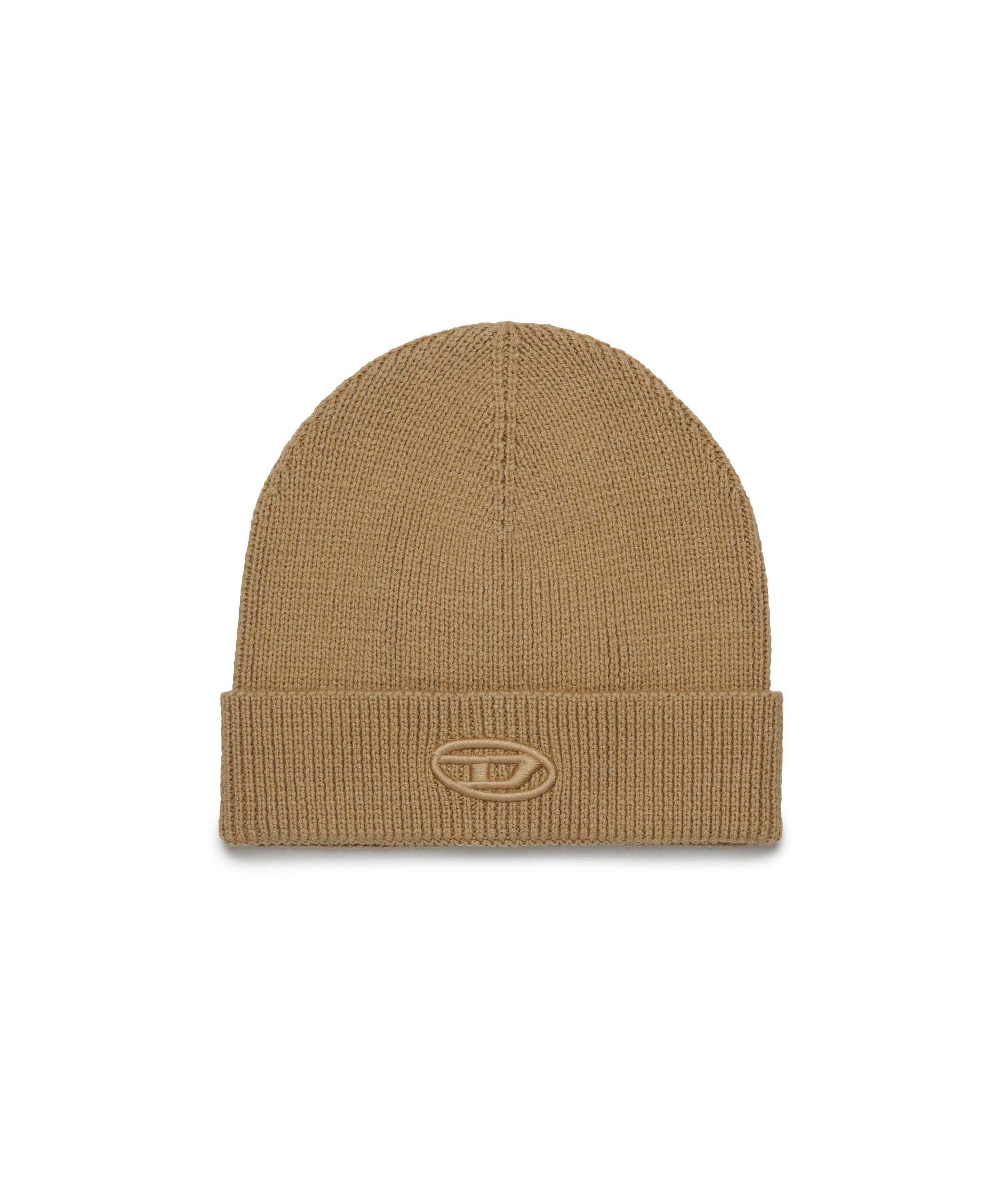 Diesel Kids Cappello Beanie Beige con Oval D