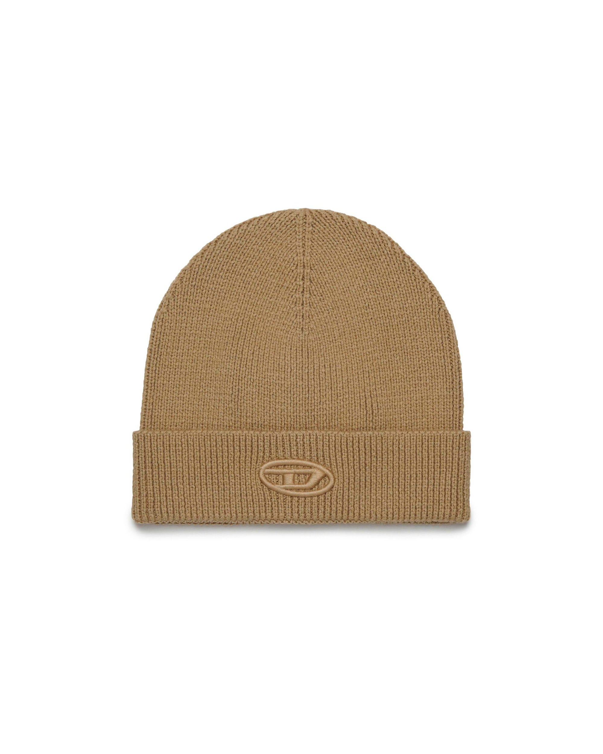 Diesel Kids Cappello Beanie Beige con Oval D