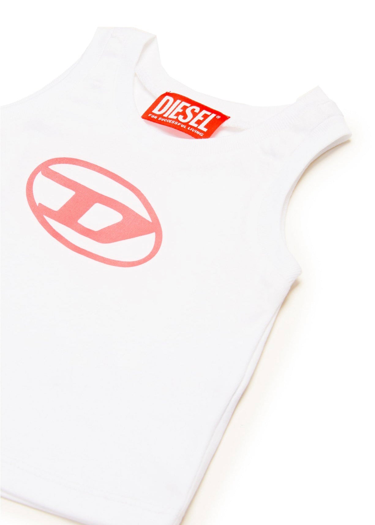 Diesel Kids Canotta Bianca con Oval D per Neonate