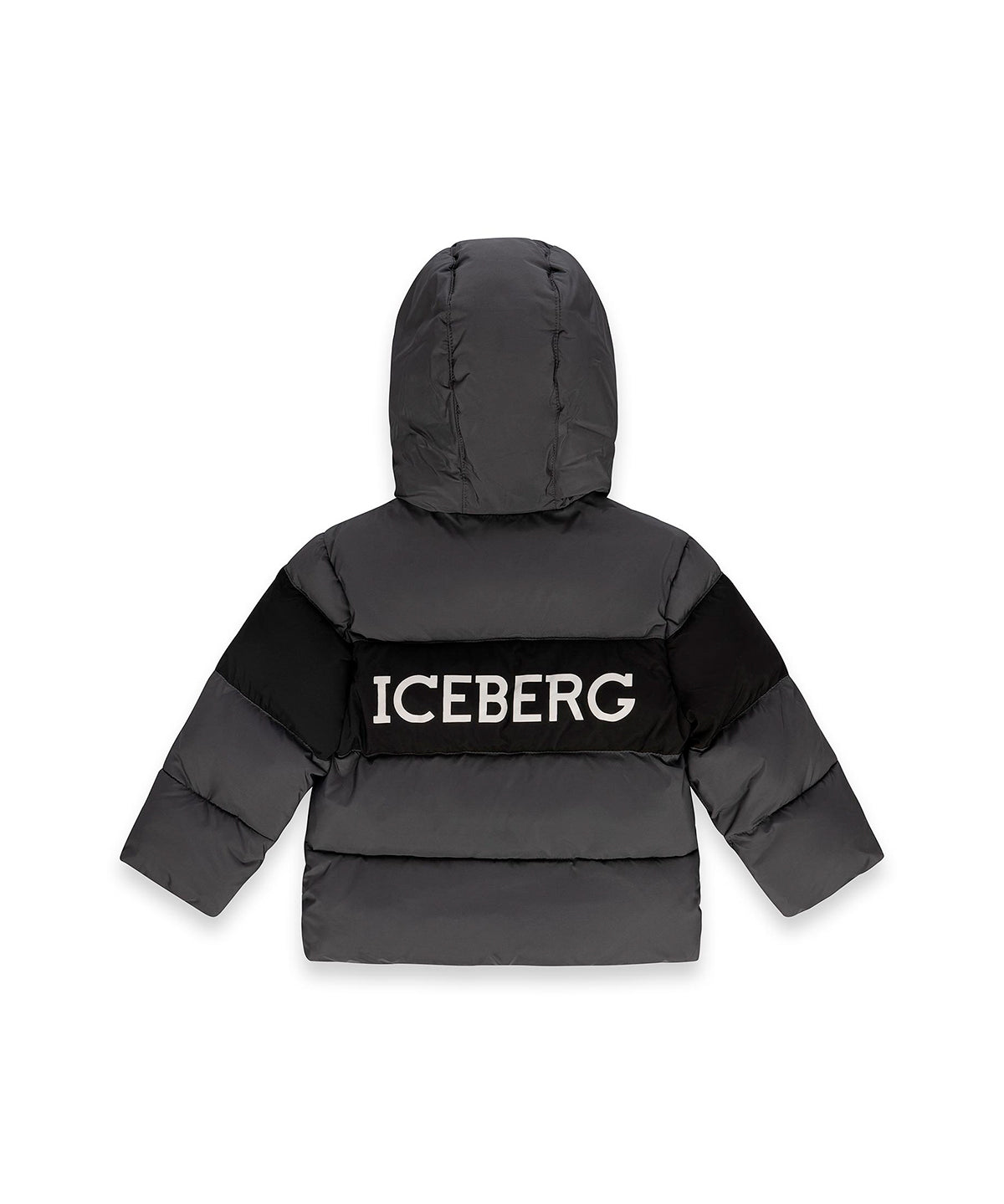 Iceberg Kids Bomber Nero con Cappuccio e Patch Logo per Neonati