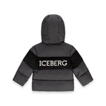 Iceberg Kids Bomber Nero con Cappuccio e Patch Logo per Neonati