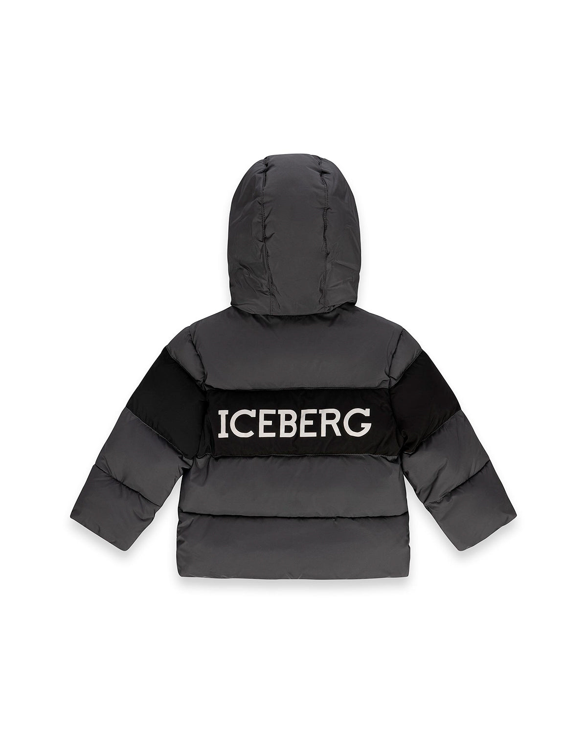 Iceberg Kids Bomber Nero con Cappuccio e Patch Logo per Neonati