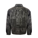 Yes London Kids Giacca Zip in Tessuto Jacquard Nero con Dettagli Patch per Bambini