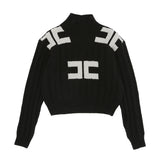 Elisabetta Franchi La Mia Bambina Maglioncino Nero con Intarso Logo per Bambine