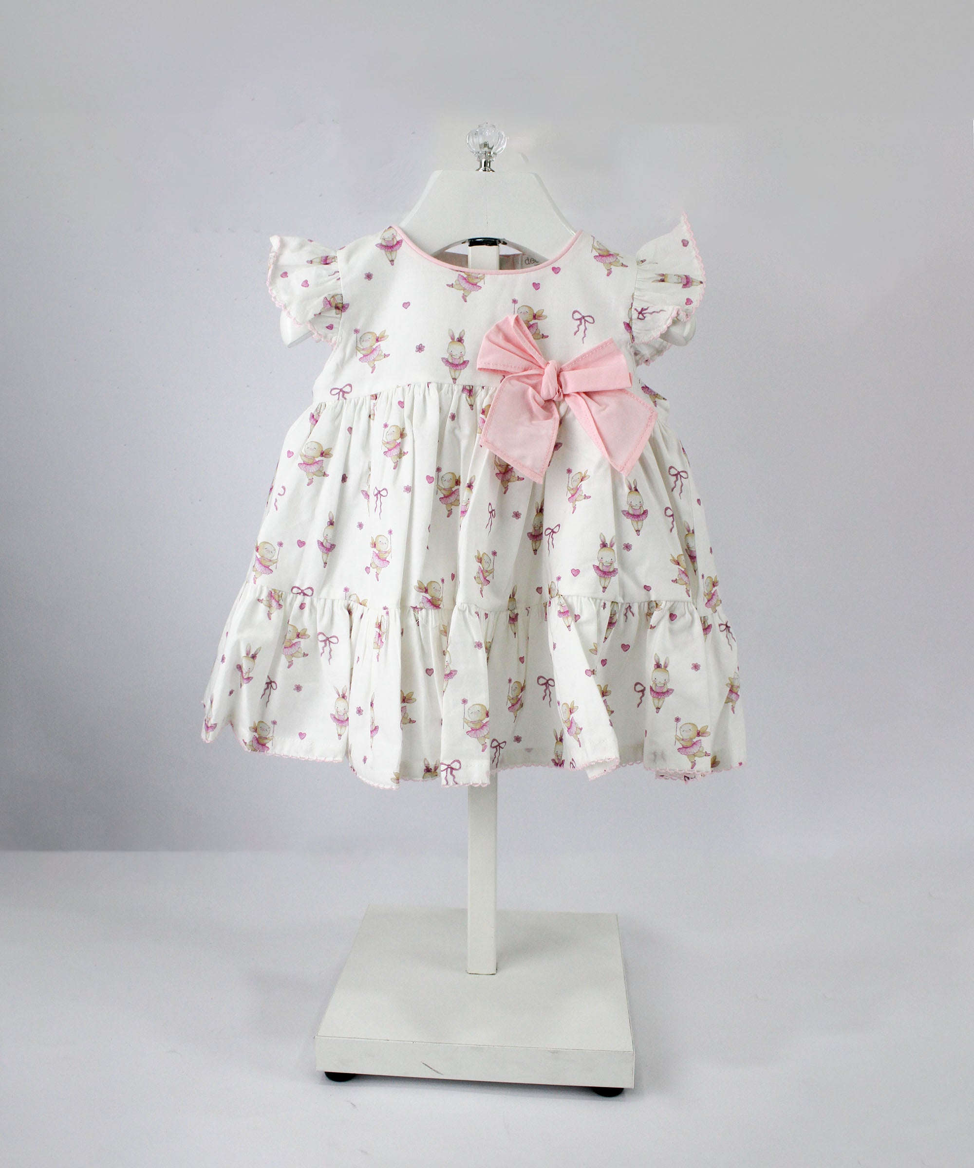 Deolinda Abito Fantasia Rosa con Fiocco per Neonate