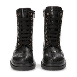 Elisabetta Franchi La Mia Bambina Anfibi Neri con Logo Monogram per Bambine