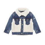 Alessandrini Kids Giacca in Denim Invernale con Pelliccia Bianca per Neonati