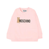 Moschino Kids Felpa Girocollo Rosa con Logo per Neonate