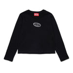 Diesel Kids T shirt Manica Lunga Nera con Oval D per Bambini