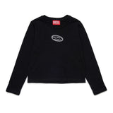Diesel Kids T shirt Manica Lunga Nera con Oval D per Bambini