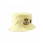 Moschino Kids Cappello Bucket Giallo a Quadri per Neonate