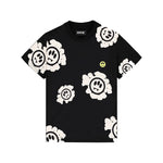 Barrow Kids T-Shirt Nera con Stampa Floreale Bianca per Bambini