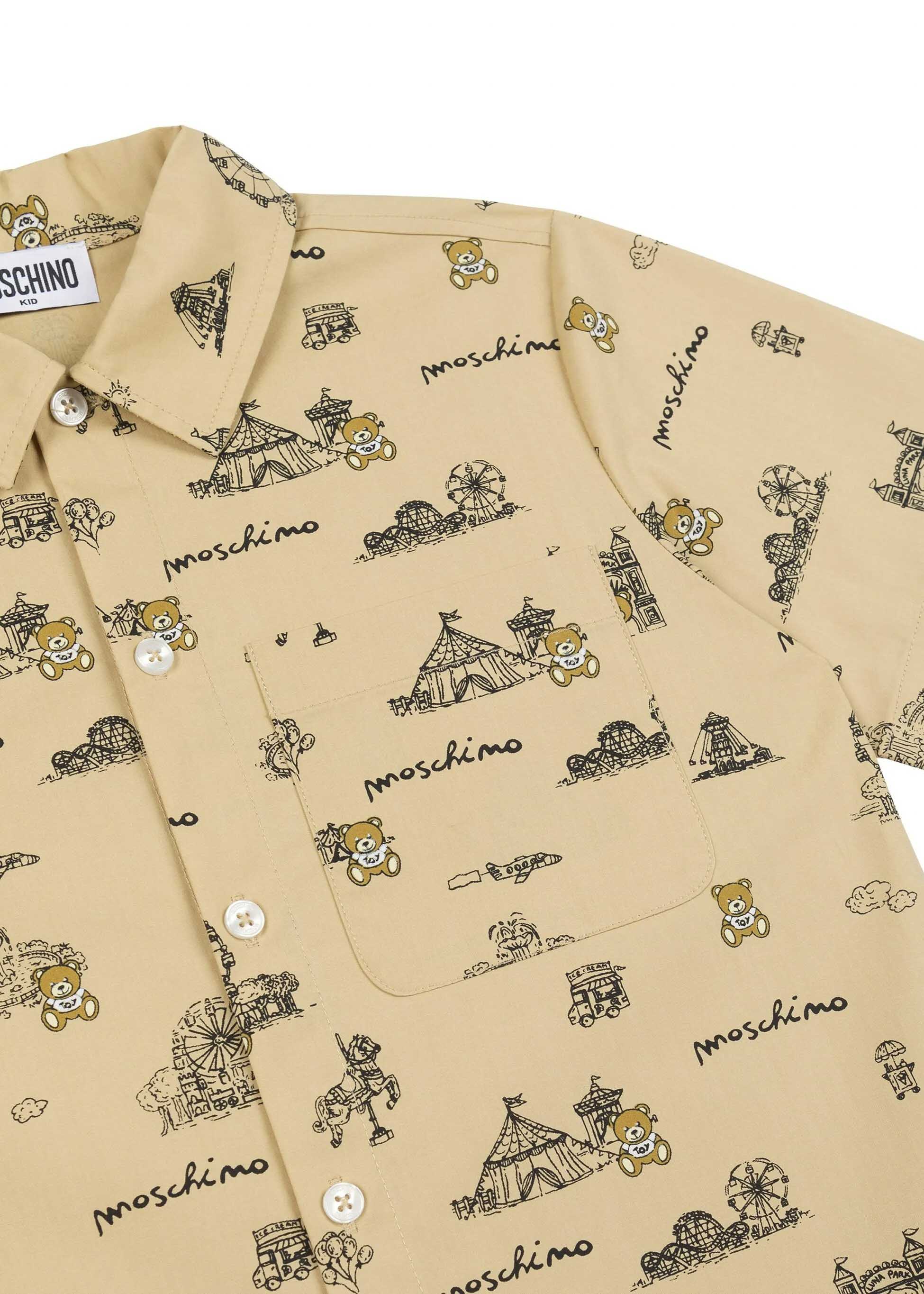 Moschino Kids Camicia Beige con Stampa per Bambini