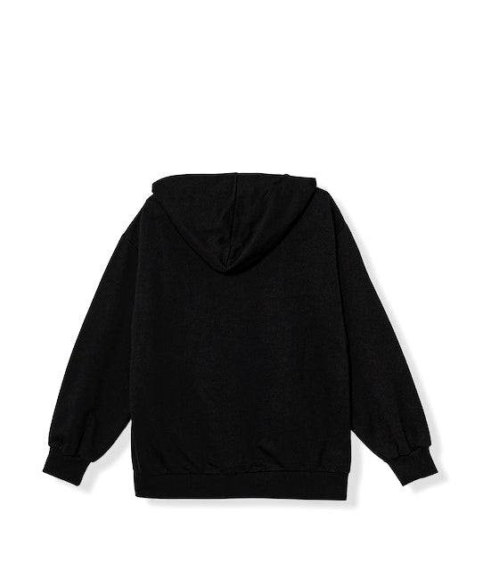 Elisabetta Franchi La Mia Bambina Felpa Nera con Cappuccio con Ricamo Logo per Bambine