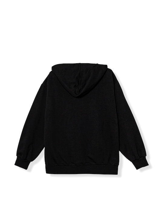 Elisabetta Franchi La Mia Bambina Felpa Nera con Cappuccio con Ricamo Logo per Bambine