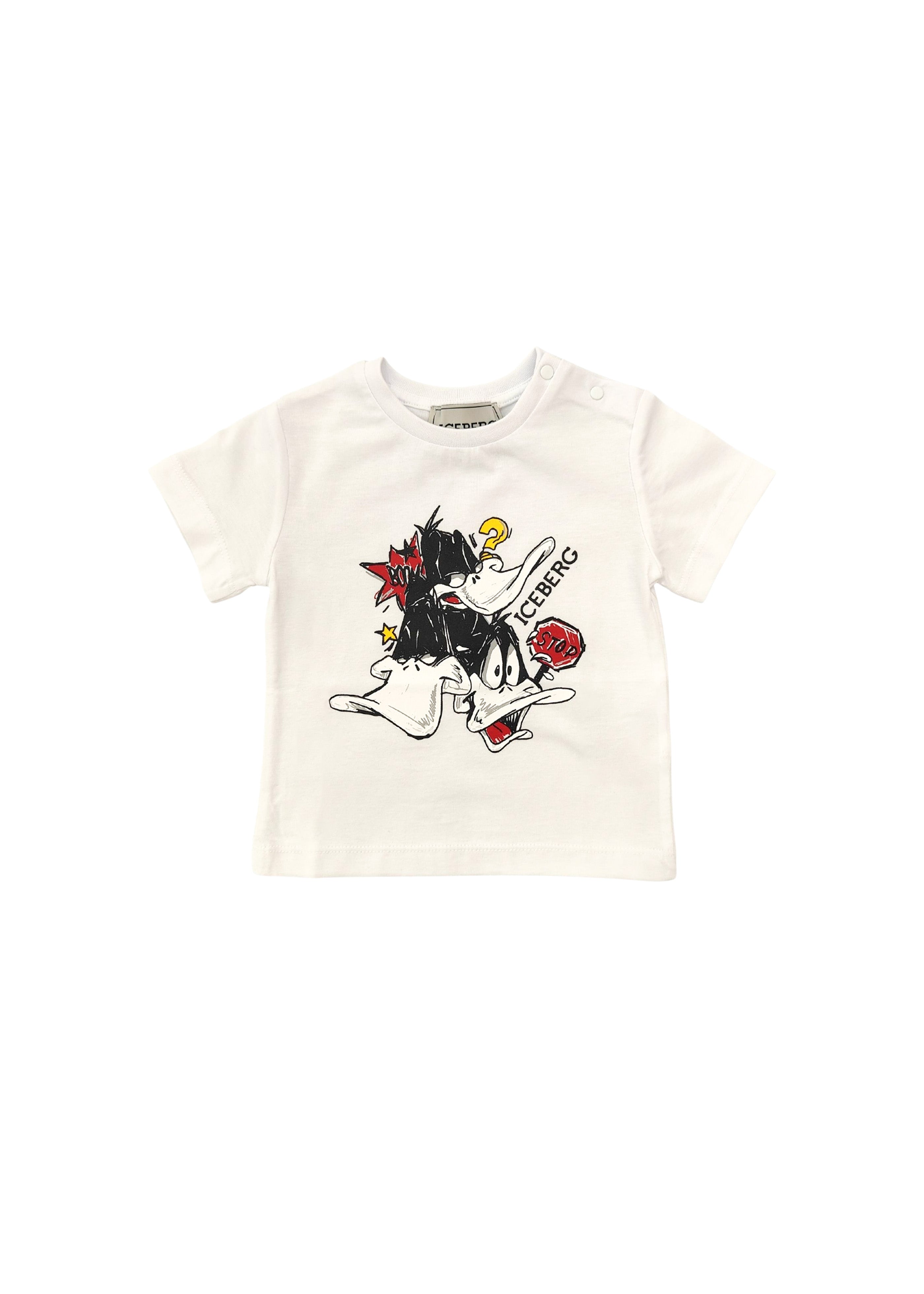 Iceberg Kids T-Shirt Bianca con Stampa Daffy Duck per Neonati