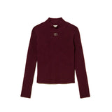 Twinset Kids Lupetto a Costine Bordeaux per Bambine