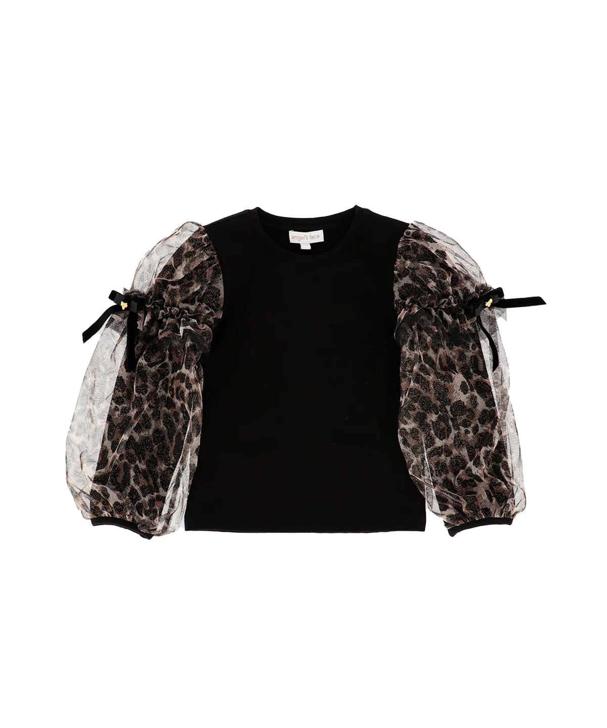 Angel's Face Kids Maglia Maniche Lunghe Leopardata Nera per Bambine