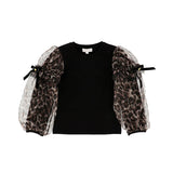 Angel's Face Kids Maglia Maniche Lunghe Leopardata Nera per Bambine