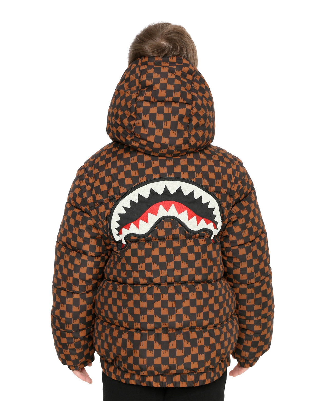 Sprayground Giubbino Puffer con Cappuccio Rimovibile e Logo Smile Retro per Bambini